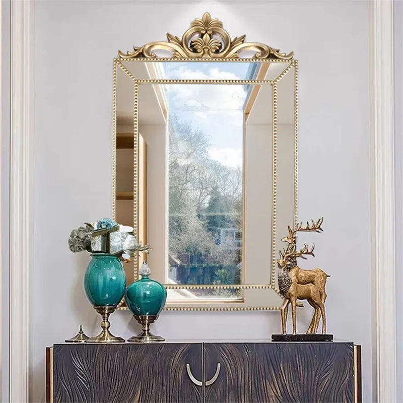 

Modern light luxury American bathroom mirror wall mounted sink bathroom mirror villa fireplace decorative mirror entrance makeup