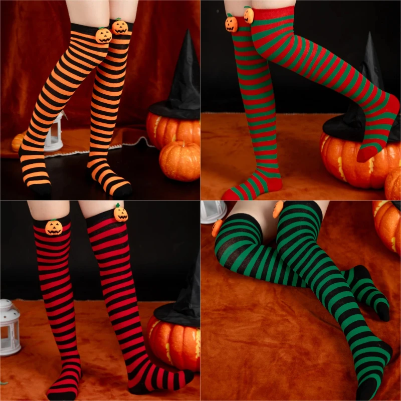 

1 Pair Womens Striped Knee-high Cosplay Anime Thigh Socks Harajuku Y2k Halloween Long Over Above Knee Socks Thigh High Stockings