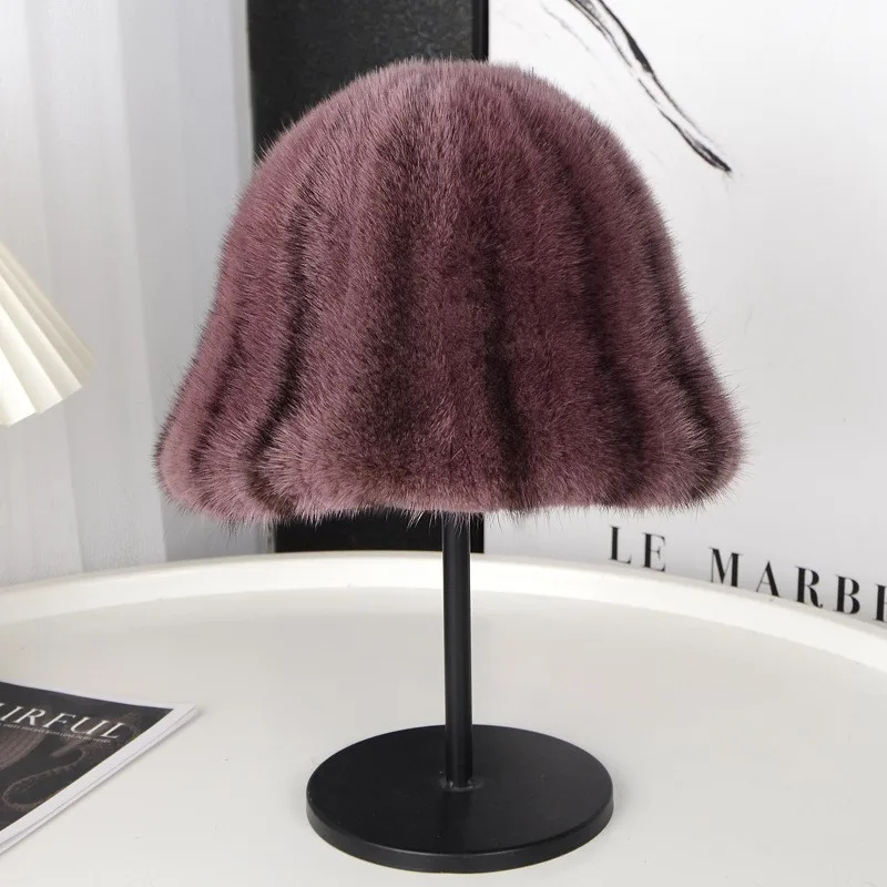 Fur real wool water fisherman's hat for adult women cold-proof and ear-protecting basin cap thickened with cotton inside