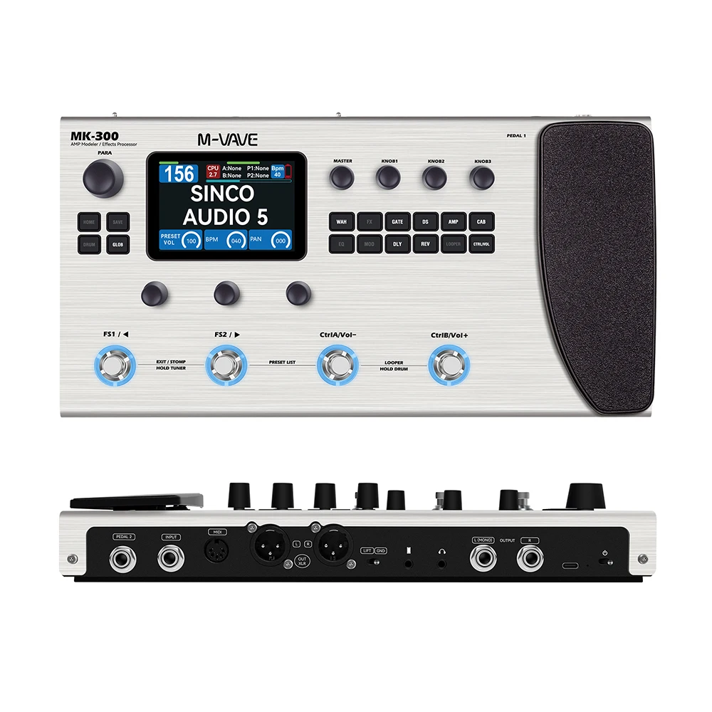 M-VAVE MK-300 Pedal de Efectos Integrado para Guitarra y Bajo con 360+ Tipos de Efectos, Looper de Cuatro Pasos y Pantalla de 3.5 Pulgadas