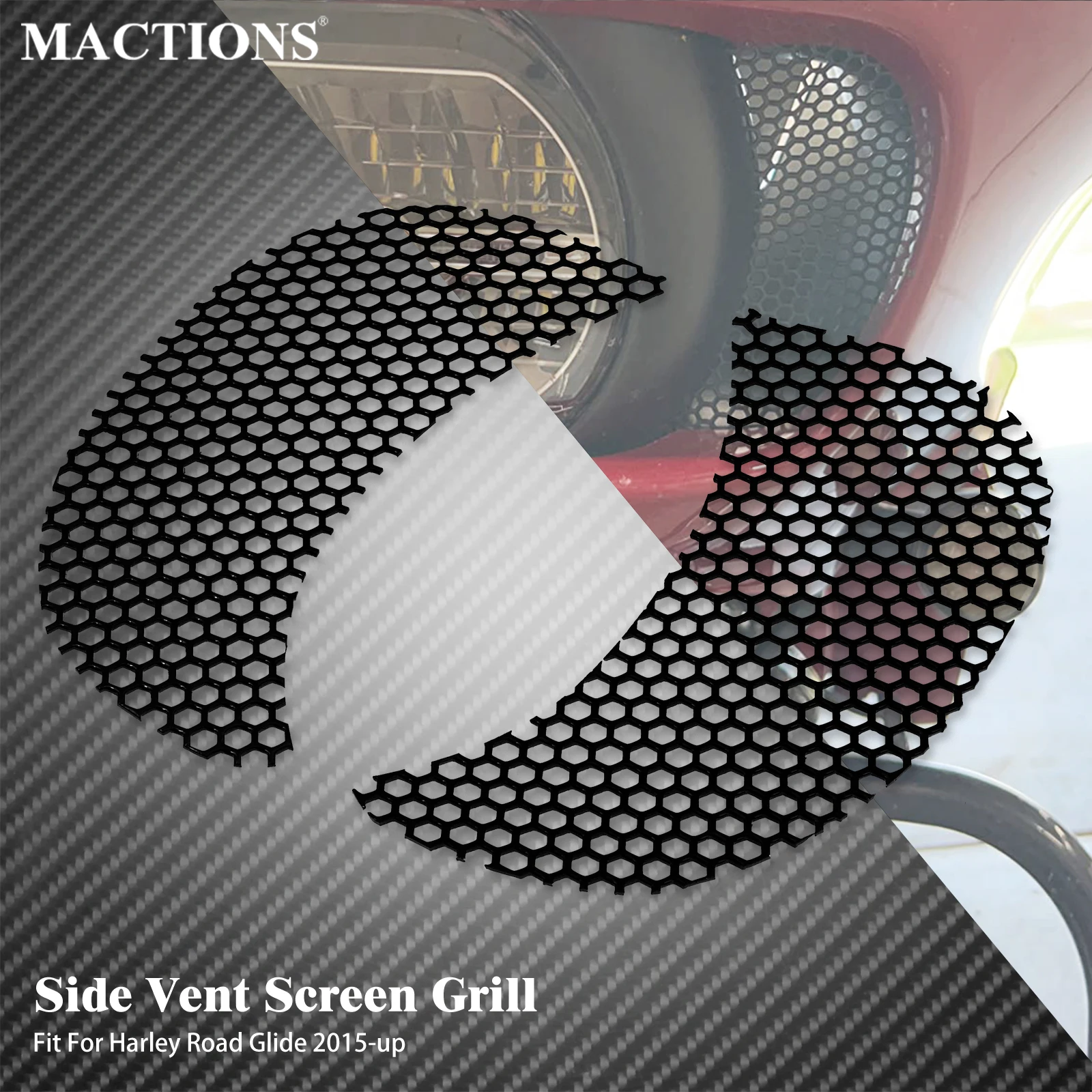 

Motorcycle Side Vent Screen Grill Cover Fairing For Harley Touring Road Glide Ultra FLTRU FLTRUSE 2015-2023 Honeycomb Decorate