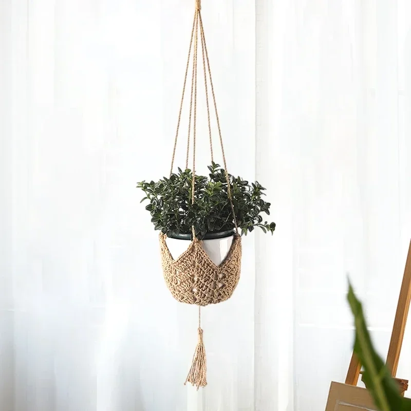 Macrame Flower Pot Hanging Basket Creative Handwoven Potted  Pocket Plant Hanger Hook Home Wall Hanging Balcony Decoration