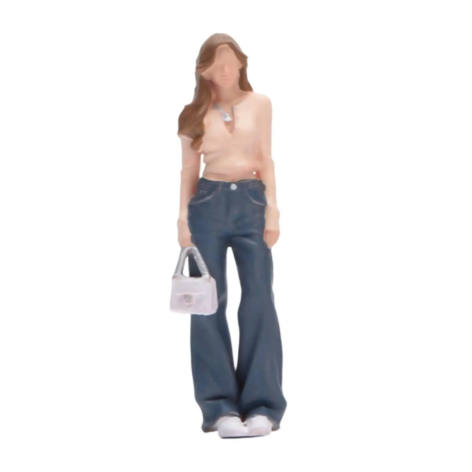

1/64 Scale Diorama Figure Girl Carrying Bag Collectible Miniature Scene Female Character for Model Building Photo Props