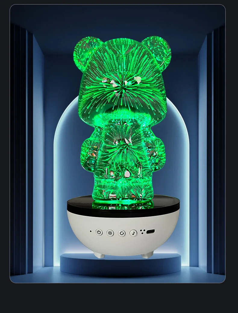 Ambient Night Light Teddy Bear Bluetooth Speaker Desktop Audio Colorful Glowing Bedroom Atmosphere Lamp Special Gift for Friend