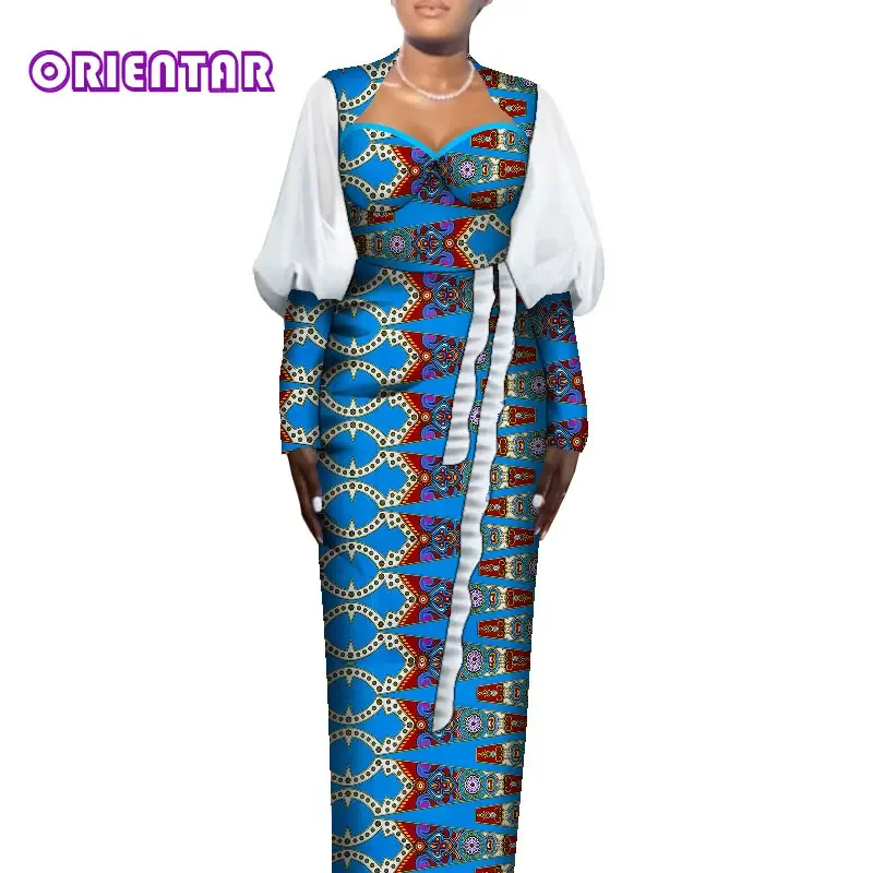 African Dresses for Women 2024 Low-necked Sexy Bazin Riche Ladies Africa Clothes Floor Length plus size elegant dresses WY121