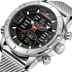 Luxus Marke NAVIFORCE Uhren Für Männer Analog Digital Sport Wasserdichte Armbanduhr Edelstahl Siliver Original Uhren 2022