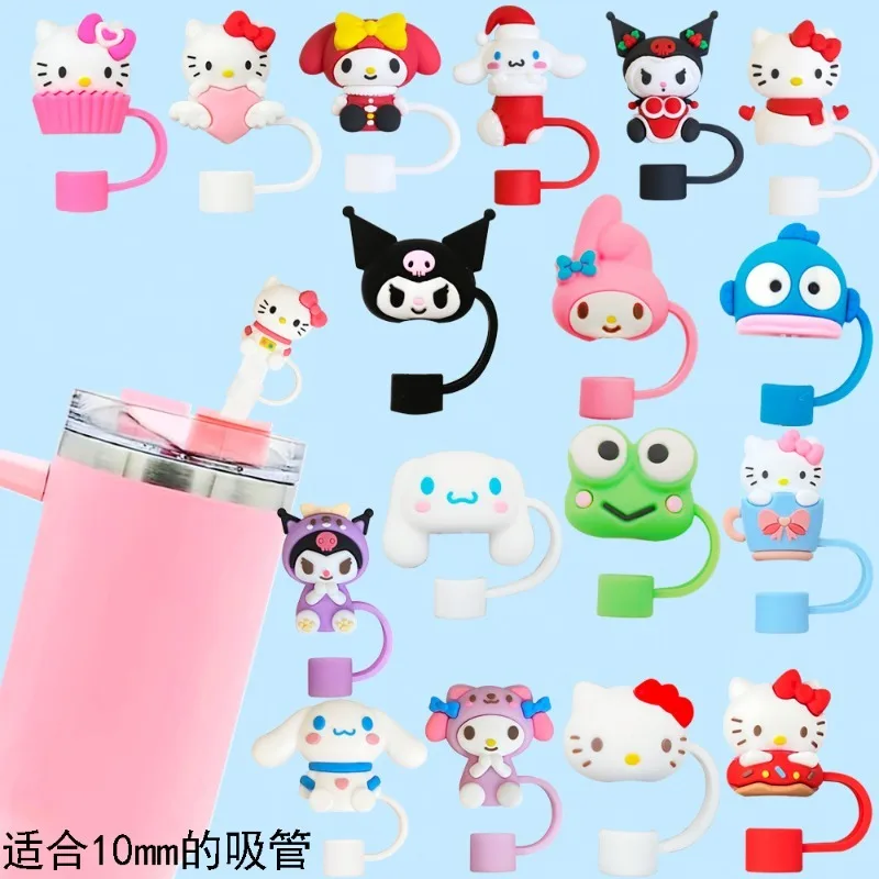 

Kawaii Hello Kitty Drinking Straw Hat Series Cute Cartoon Anime Toy Desktop Ornament Women Supplies Female Students Wholesale