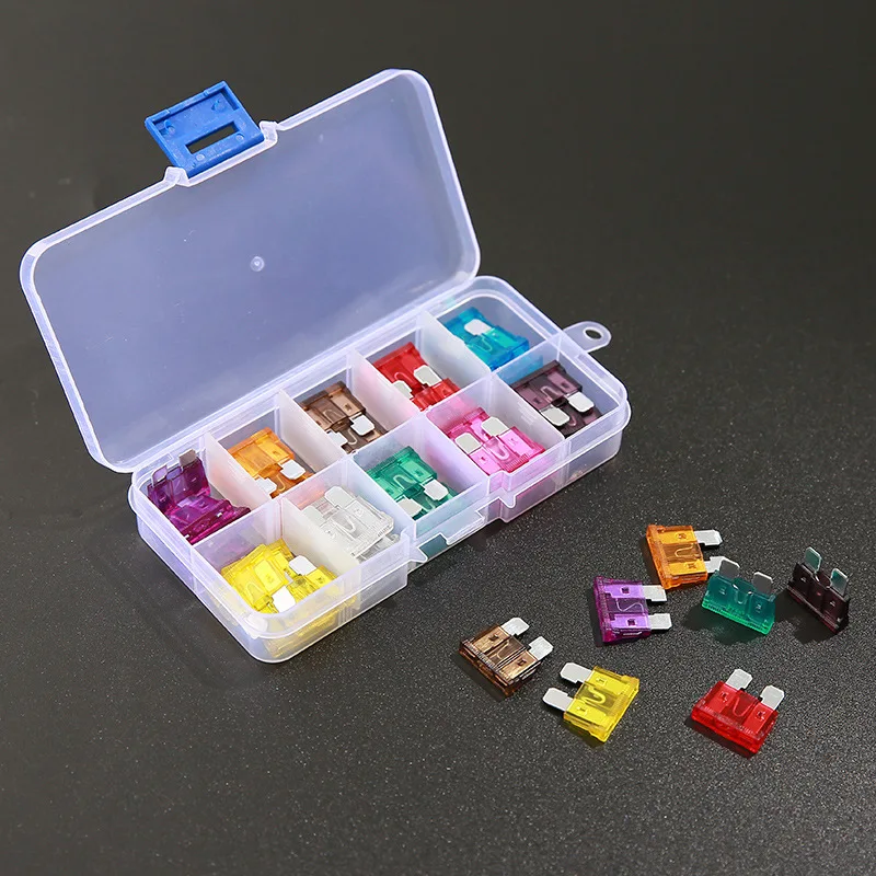 Medium Sized Car Insurance Sheet Boxed Color Plug-in Fuse Set Each With 5/10pcs 3A~40A/2A~35A Fuse Tubes 50/100pcs Packaged A4