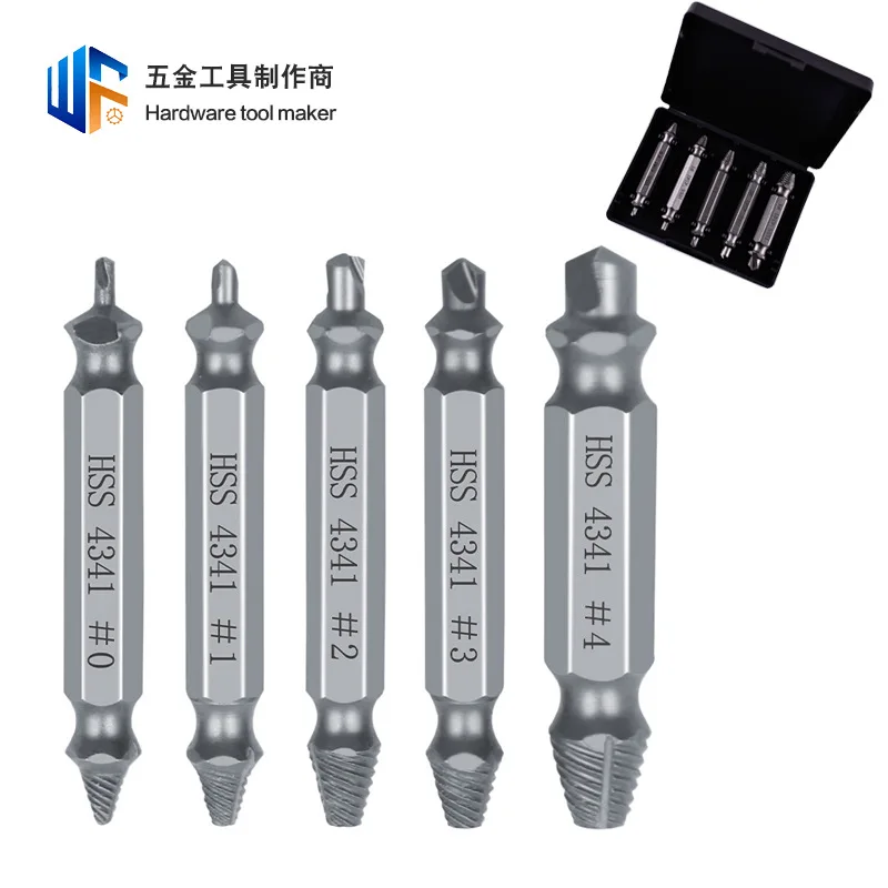 

Screw remover High-speed steel broken head, sliding teeth, broken wire screwdriver removal tool set, double-ended screw remover