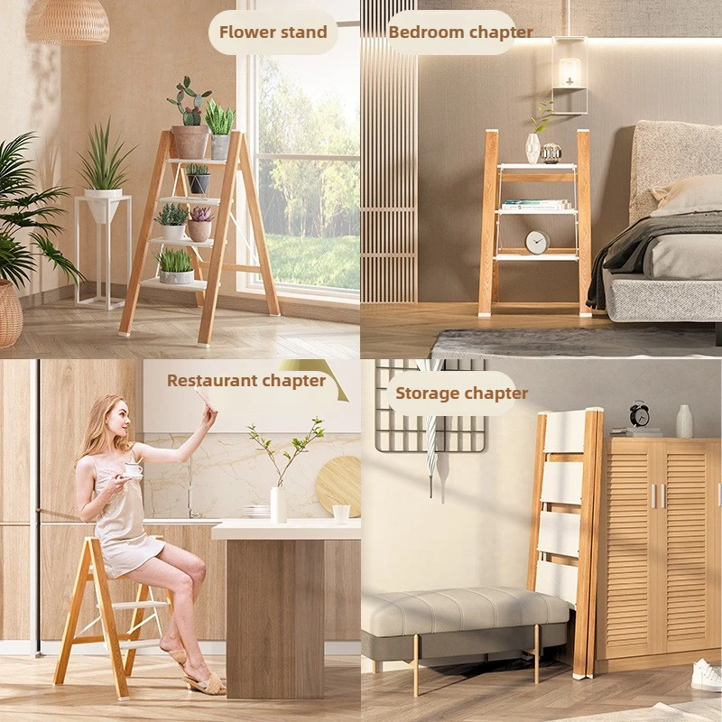 Folding Ladder,Household Ladder, Multifunctional Flower Rack, Ladder Stool, Storage Rack, Thickened Aluminum Alloy Zigzag Ladder