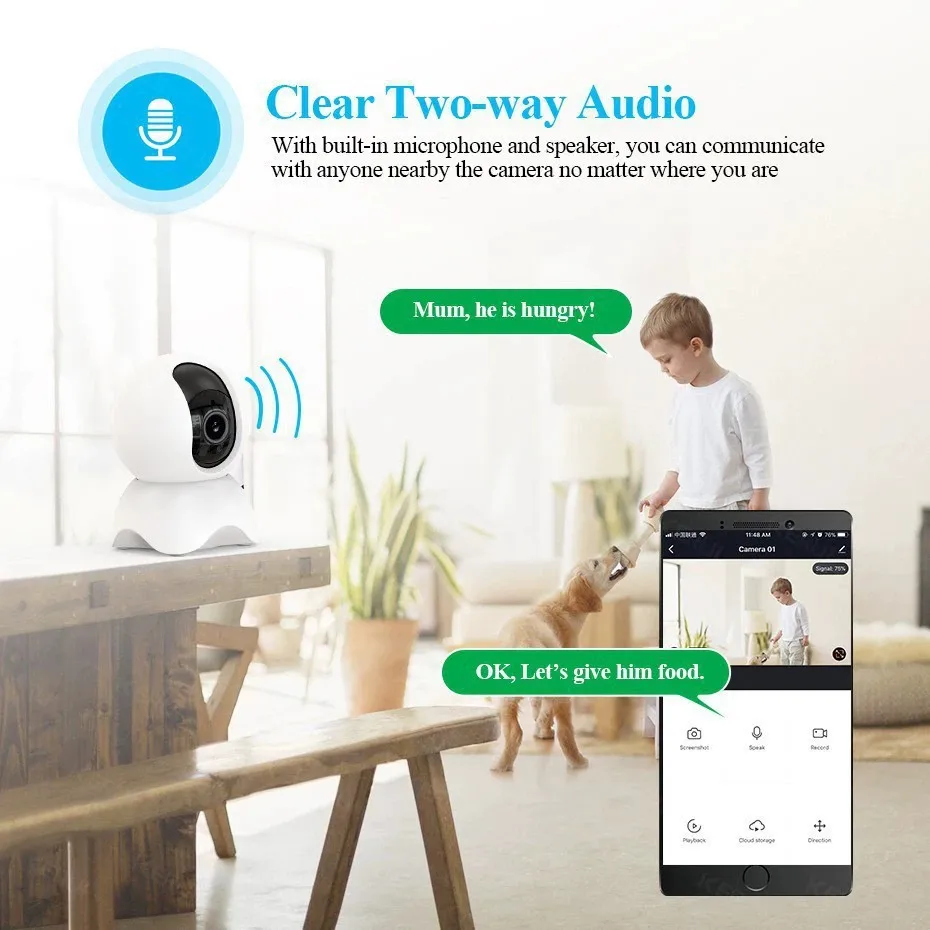 Two-way Voice Intelligent WiFi Network Camera Remote Monitoring Automatic Tracking Infrared Night Vision Movement Detection