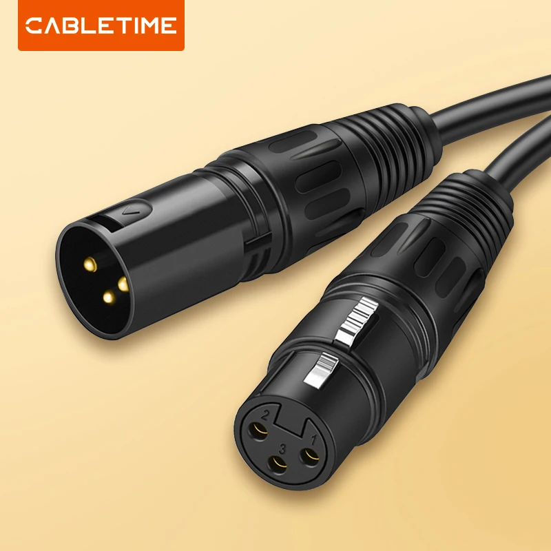 Cabletime-Cabo XLR Microfone, canhão Plug, cabo XLR, guitarra Cabo Extensão, microfone para Mixer Amplificadores de Áudio, C117
