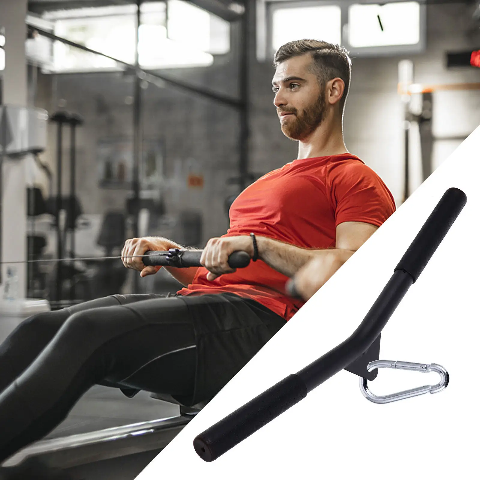 1個入り-スチール製フィットネスプルロッド-筋力トレーニングハンドル-ホームジムエクササイズ器具-上腕三頭筋・上腕二頭筋トレーナー-筋力トレーニングハンドル