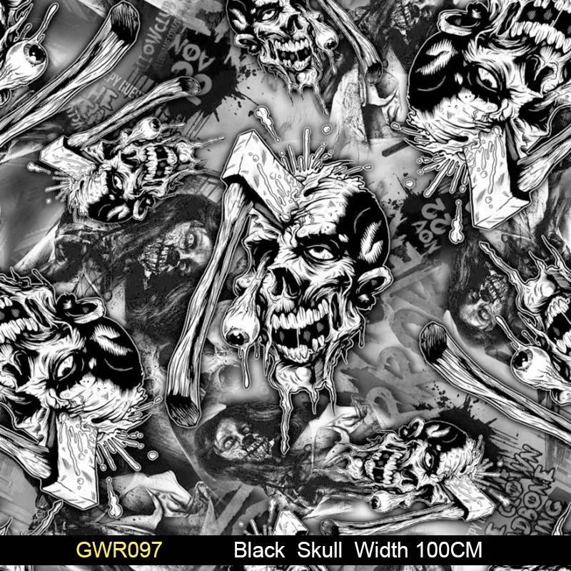 

Width 100CM Water Transfer Printing Film Axe Skull Pattern Hydrographic film L10M