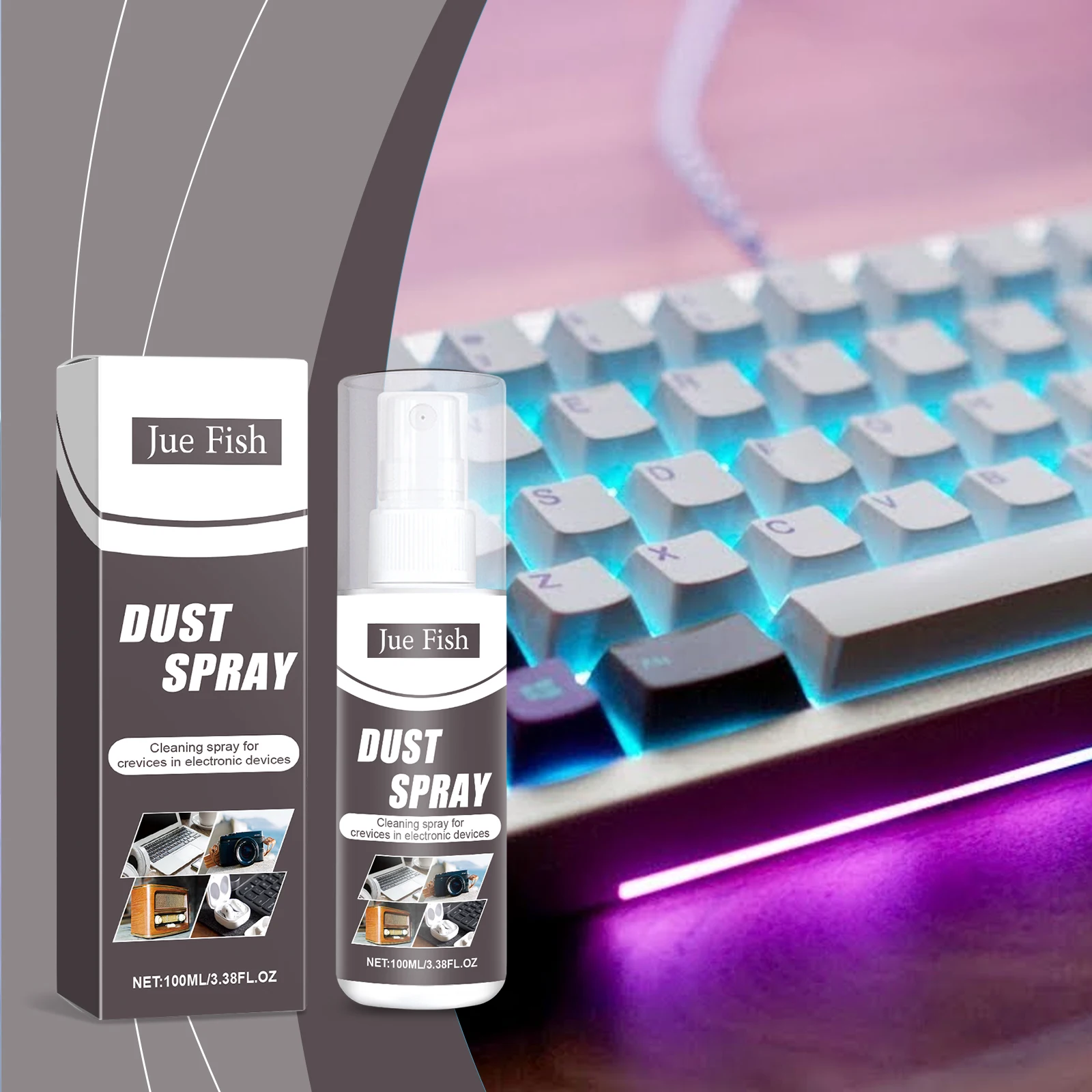 

Спрей для очистки клавиатуры от пыли — быстродействующее универсальное чистящее средство для щелей в ПК, зазоров клавиатуры, мощное удаление пыли и пятен