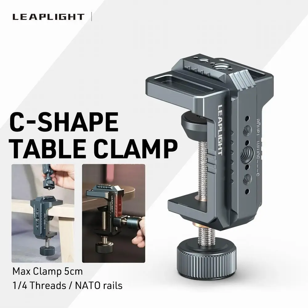 LEAPLIGHT 사진 촬영용 C 클램프 알루미늄 테이블 C-클램프 1/4인치 NATO 데스크탑 카메라 마운트 매직 암 비디오 카메라 라이트 스탠드용