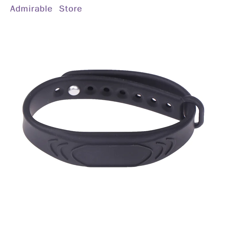 [W]Adjustable Pure Black Silicone RFID Wristband 125KHz/13.56MHz 14443A IC Chip Waterproof Wristband Bracelet