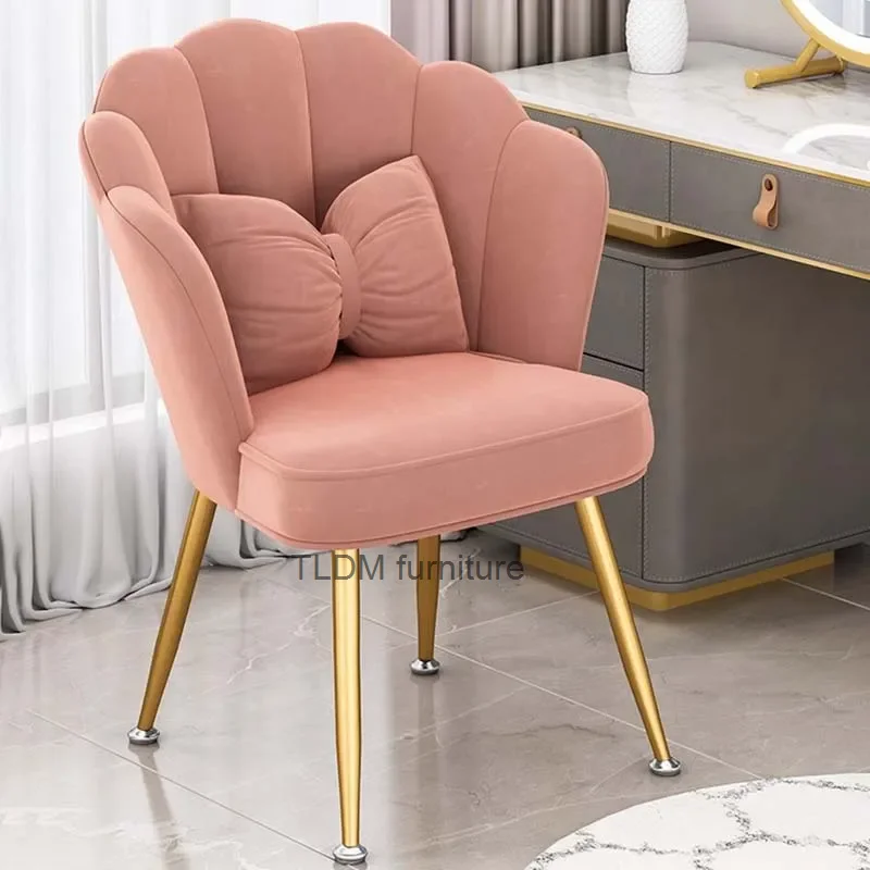 

Dinner Lounge Pink Dining Chairs Luxury Occasional Soft Comfort Dining Chairs Waiting Gold Legs Chaises Salle Manger Furniture