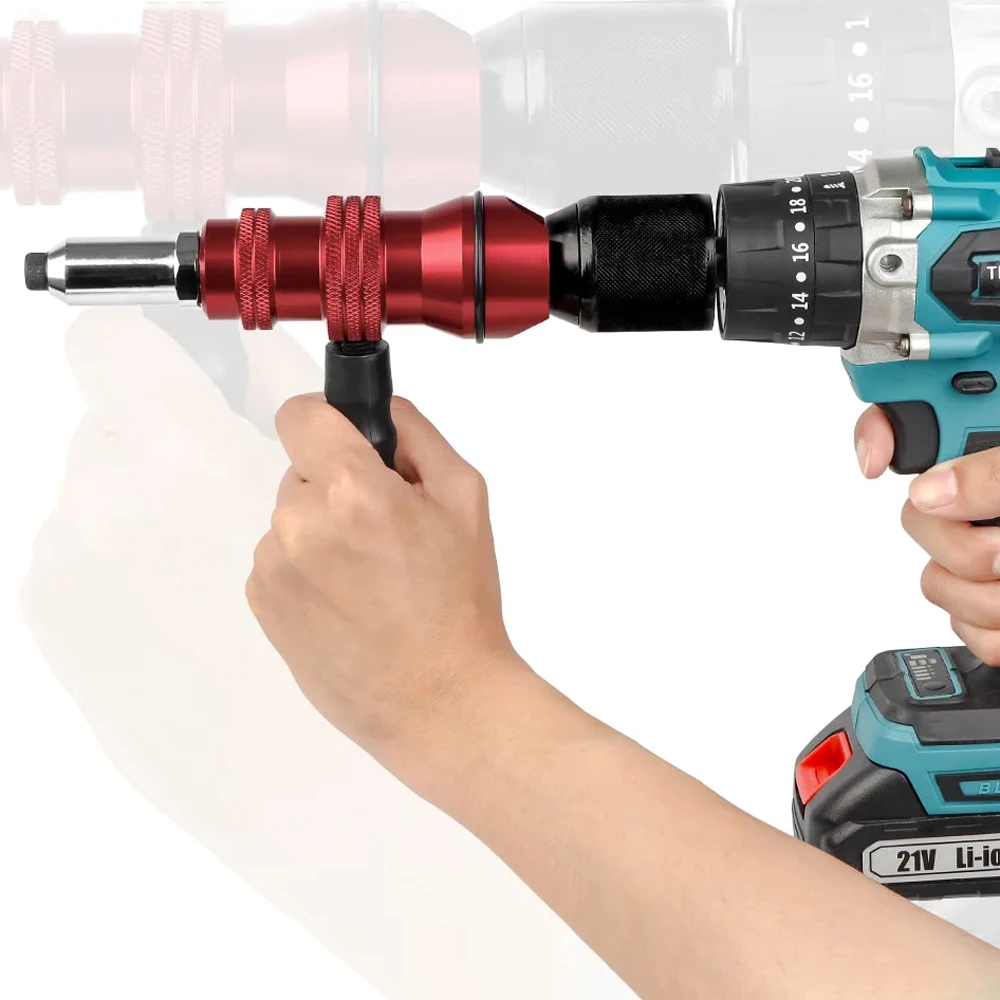 Upgrade Electric Rivet Gun 2.4mm-4.8mm Riveting Adapter Insert Cordless Drill Aluminum Rivet Nut Riveter Insert Nail Power Tools