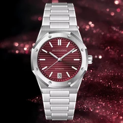 Specht & Söhne Top Brand Men's Watches NH35A Automatic Watch Wine Red Stainless Steel Sapphire Crystal Mechanical Watches 37MM