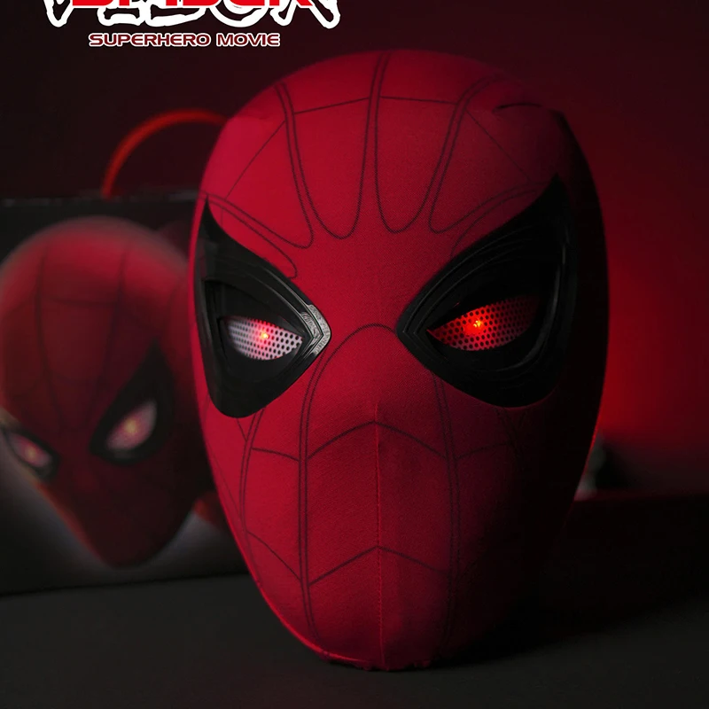 

2025 Spiderman Headgear Mask Cosplay Moving Eyes Electronic Mask Spider Man 1:1 Remote Control Elastic Adults Kid Halloween Gift