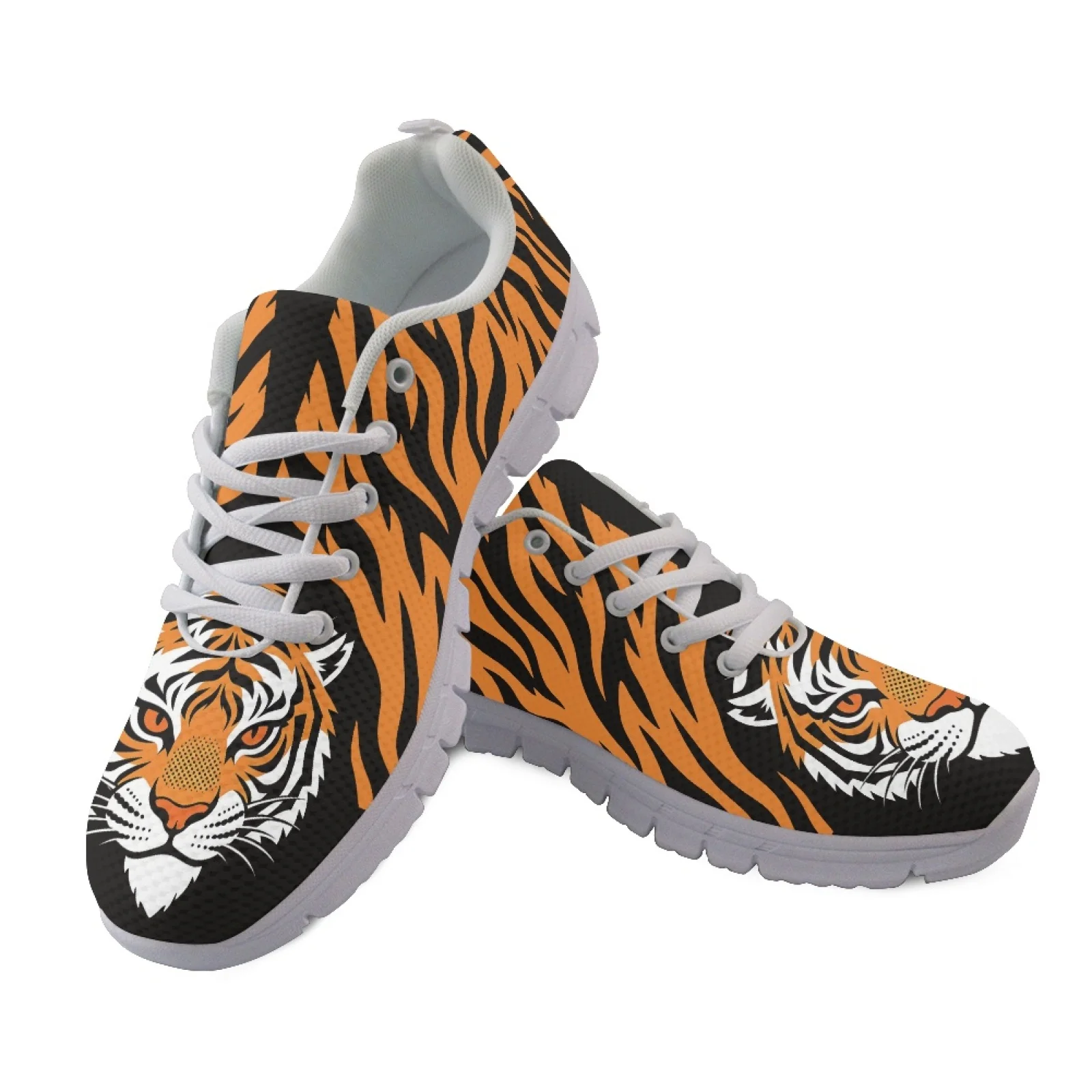 Coloranimal Tiger Stripe Breathable Walking Shoes, Lightweight Lace up Athletic Sneakers for Men and Women Daily Tennis Training
