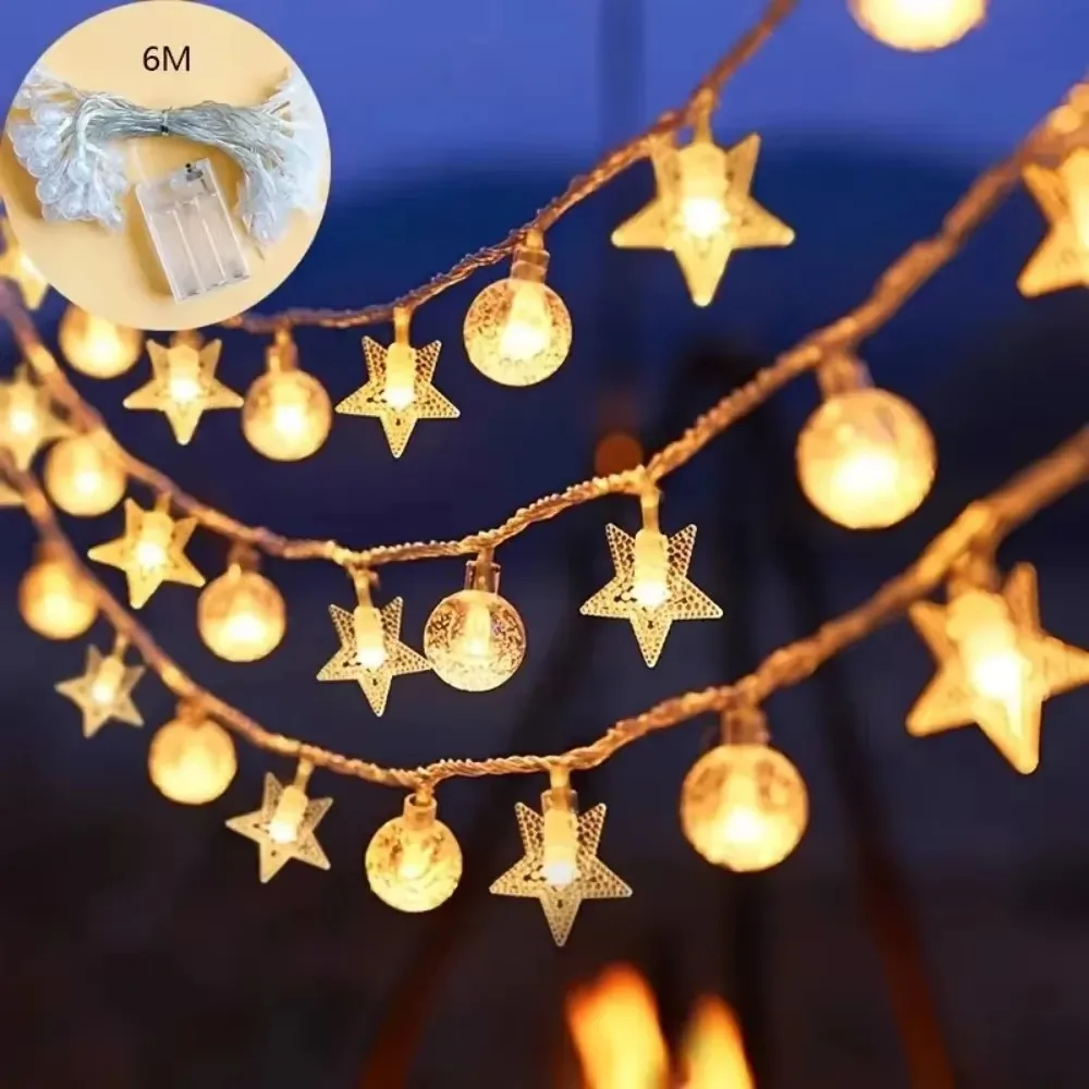 1.5M 3M 6M Christmas Star Bubble Ball String Lights Battery Box Excluding Battery for Indoor Room Party Atmosphere Decoration