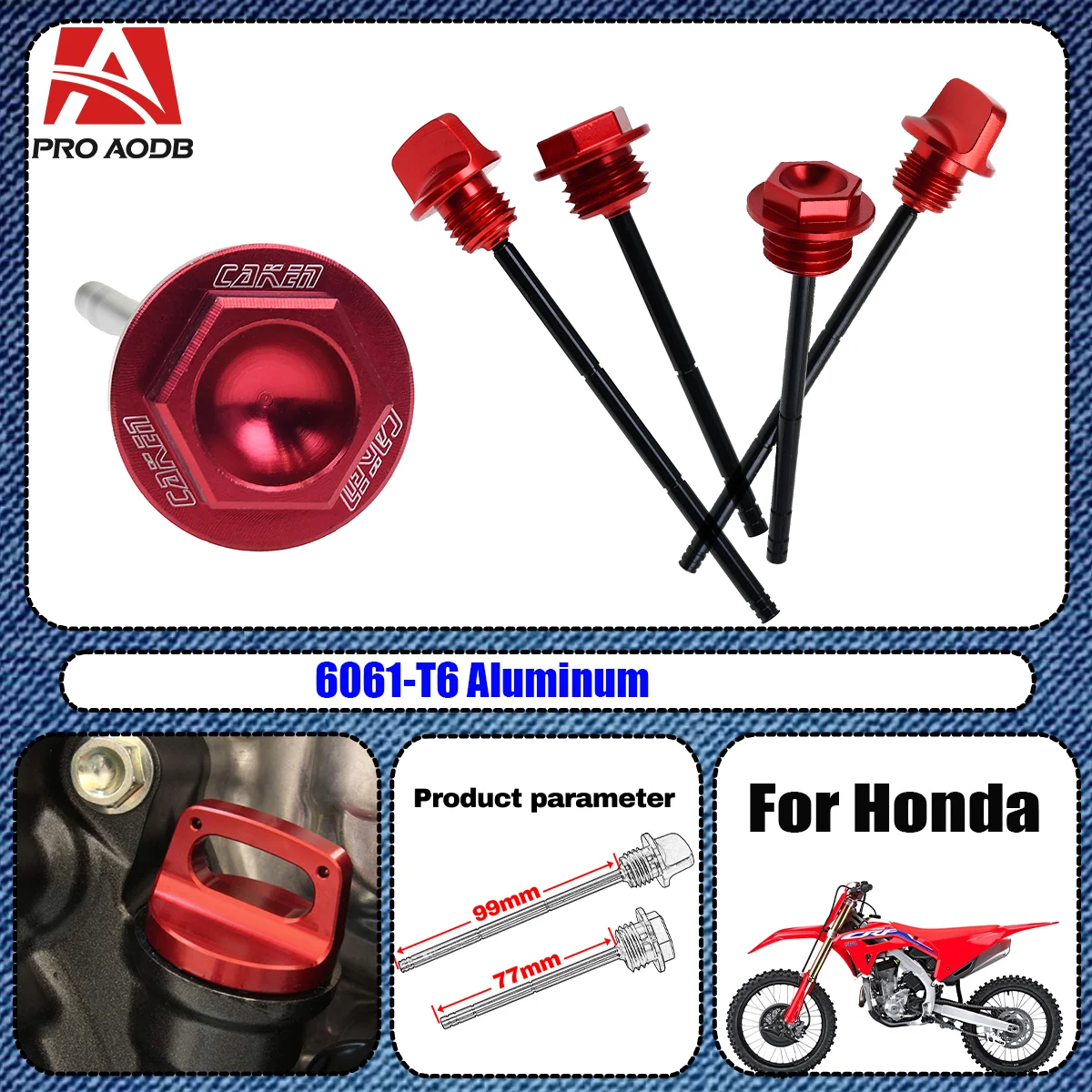 

CNC 04-16 Motorcycle Red Aluminum Oil Dipstick Gauge Plugs For HONDA CRF250X CRF450R 2005-2016 CRF 250 450 R X CRF250R 2004-2009