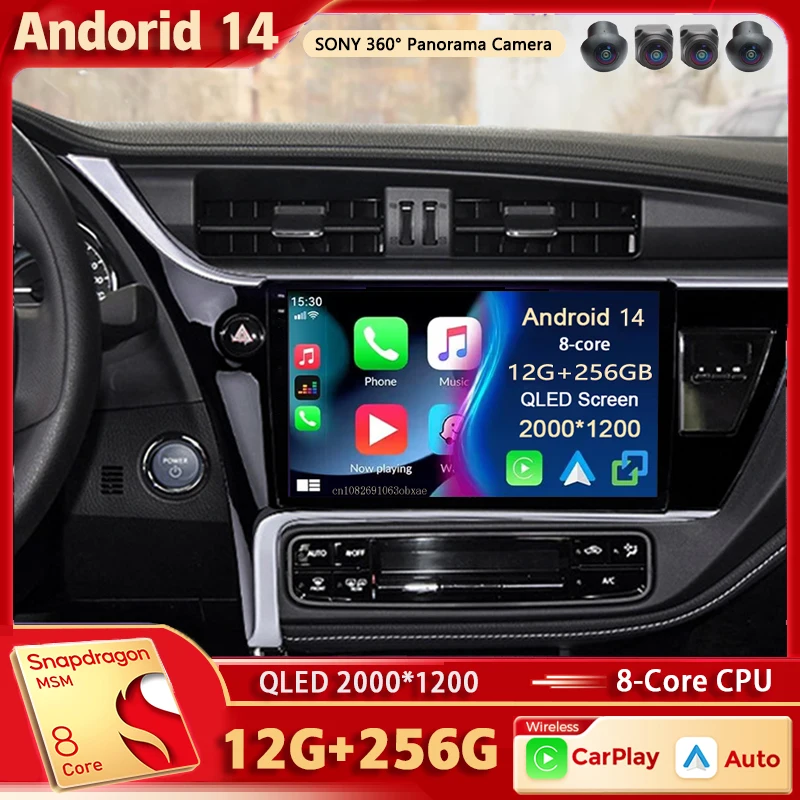 

Android 14 для Toyota Corolla 11 Auris LHD 2017-2019 2K QLED Android автомобильное радио мультимедийный видеоплеер GPS стерео CarPlay 4G Dsp