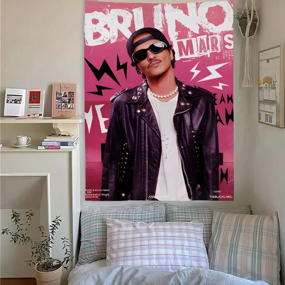 Sänger B-Bruno MarsS Wandteppich, Schlafzimmer, Wohnzimmer, Heimdekoration, Bar, Outdoor, Festival, Wandbehang, Dekoration, Hintergrund, Kunstbanner