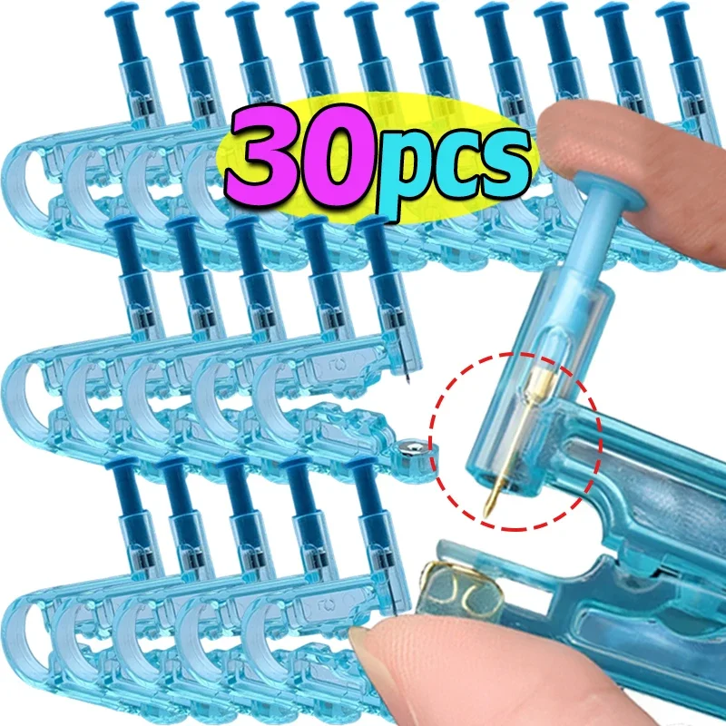 30PCS Blue Ear Piercing Gun Kit Asepsis Disposable Healthy Safety Nose Earring Piercer Tool Set Machine Kit Studs Body Jewelry