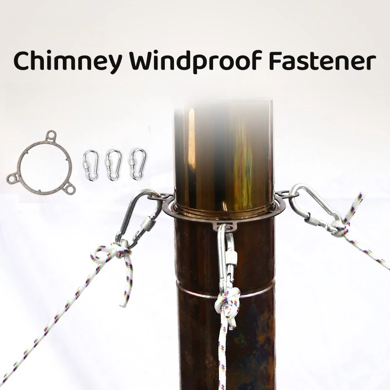 

Outdoor Wood Stove Pipe Windproof Fixing Accessories Camping Chimney Pipe Fixed Windproof Rings Chimney Accessories