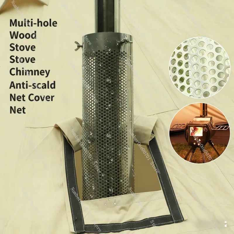 Camping Stove Pipe Stainless Steel Chimney Tube For Outdoor Tent Wood Stove Heat Resistant Anti Scald Cover Safety Accessories