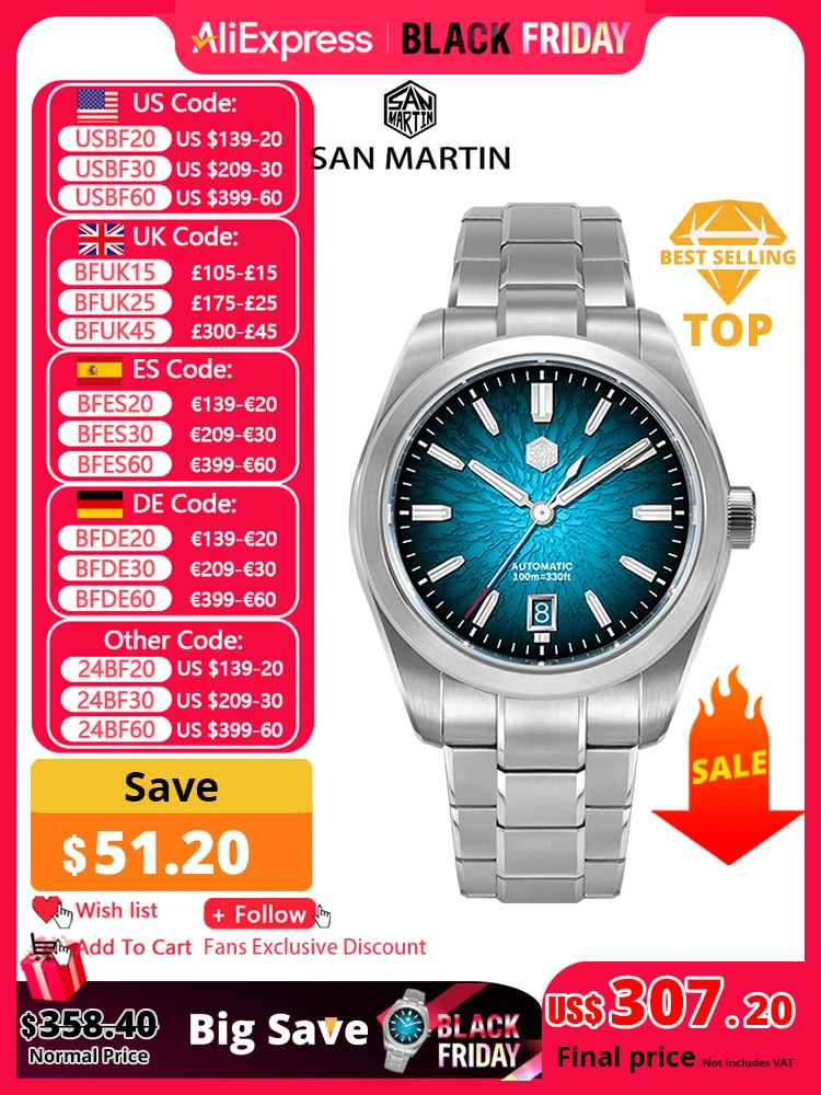 San Martin 39mm SN0144 "JianZhan" Gada reloj Miyota 9015 diseño Original vestido de estilo chino hombres relojes mecánicos automáticos