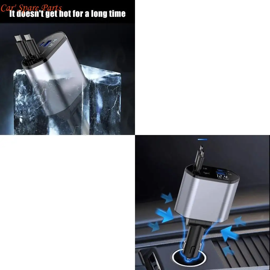 

Y4UA Double Typec 120W Car Chargers Алюминиевые зарядные устройства легко в использовании для пассажиров