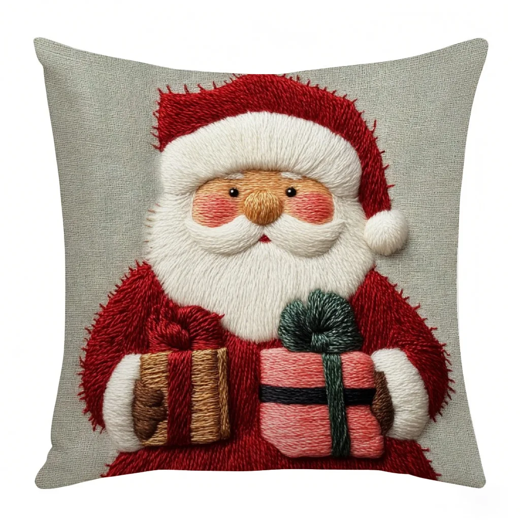 Christmas Linen Printed Cushion Cover Holiday Decor Sofa Pillow Case Wholesale 2