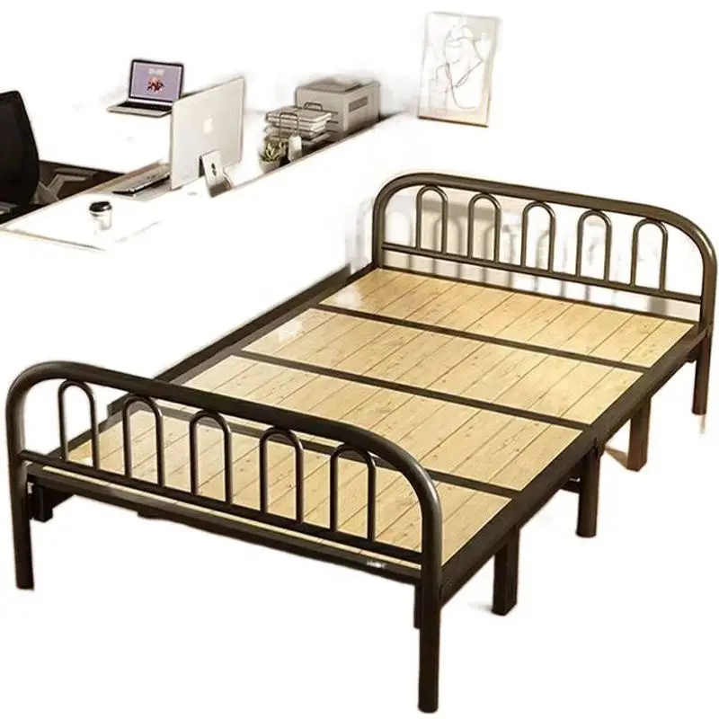 Folding household single bed, adult double bed, simple portable, office lunch break