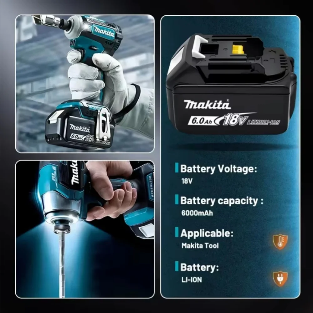 Makita 18V 6Ah Lithium Battery Genuine Replacement for DTW700 DAS180 DHP487 DTD173 DHG181Z Electric Scissors Tool - view 6