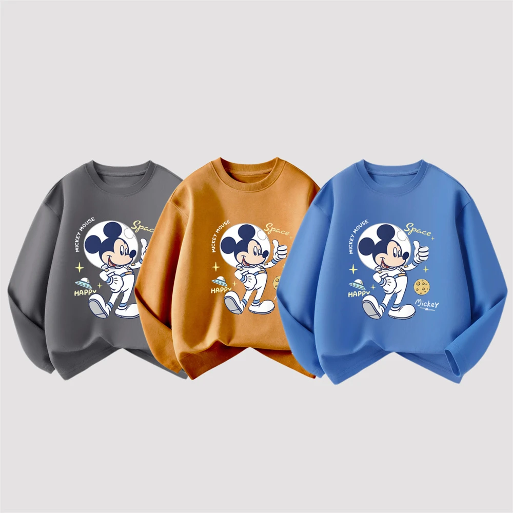 Autumn Wear 2-7Years Kids Long Sleeve TShirt Cartoon Printed Crewneck Tops Mickey Mouse Base Shirt Child Thin Casual Clothing