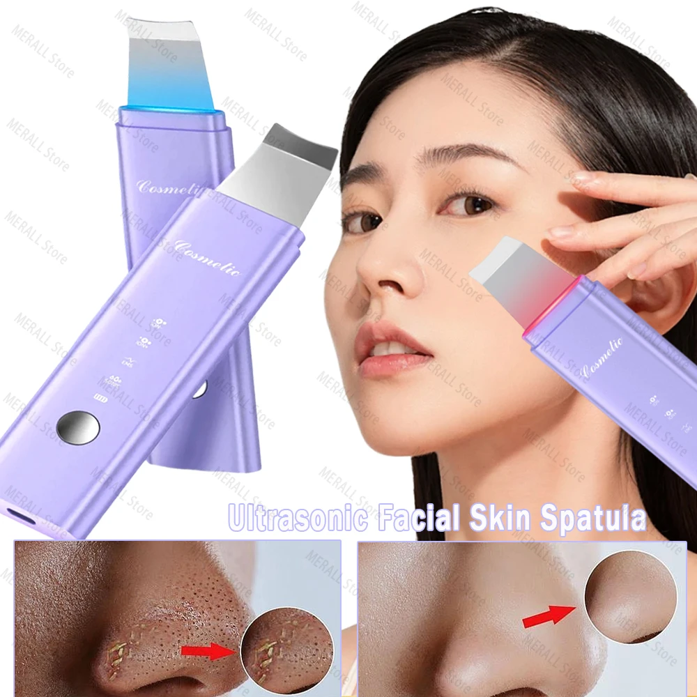 Ultrasonic Skin Scrubber Facial Spatula Blackhead Remover Deep Face Cleaning Lift Machine Peeling Shovel Pore Cleaner Face Massa