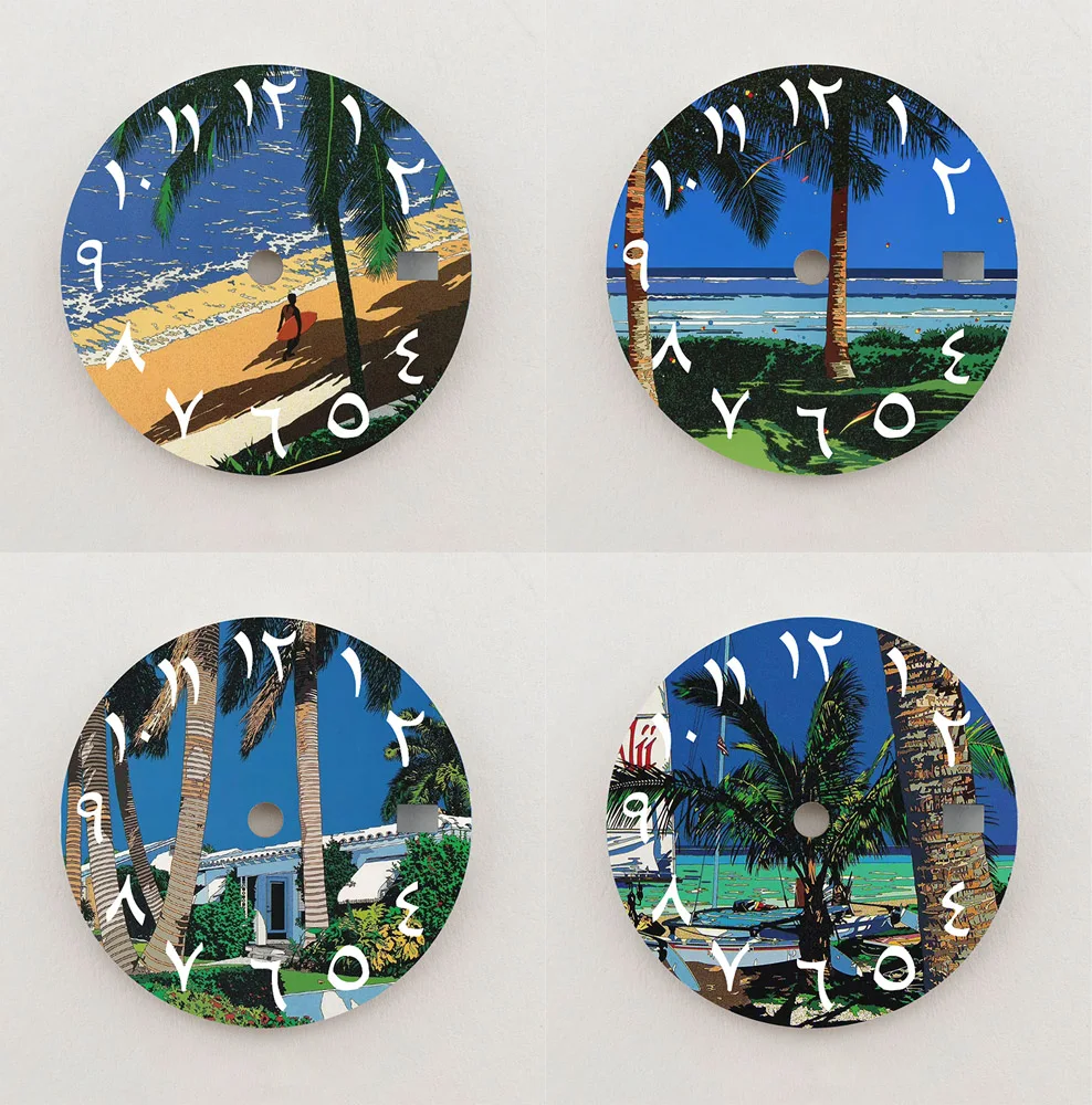 NH35 Dial Ocean Beach Dial 28.5mm Arabic Numerals Dial Fit NH35/NH36 Movement Watch Parts Replacement Accessories Custom Dial