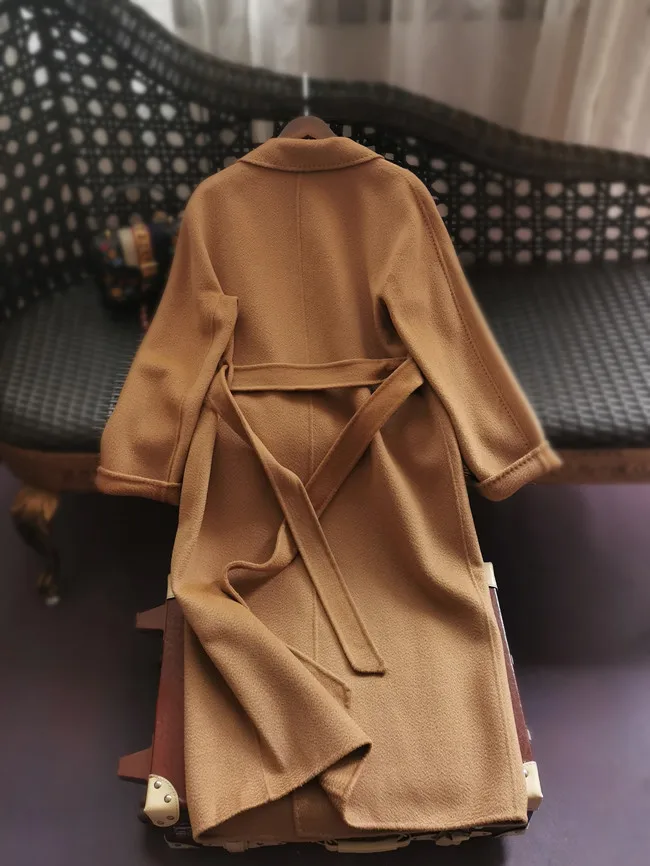 Lingzhi Wu Wool Coat Classic 100% Woolen Outerwear Top Quality Female Water Wave Outerwear Long New Arrival