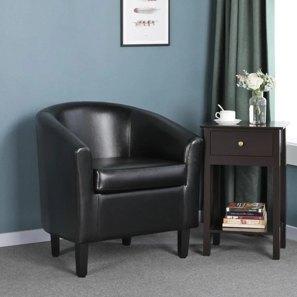 Bucket chair 2-piece set, faux leather club chair, PU leather upholstery chair, waiting room chair with upholstered seat