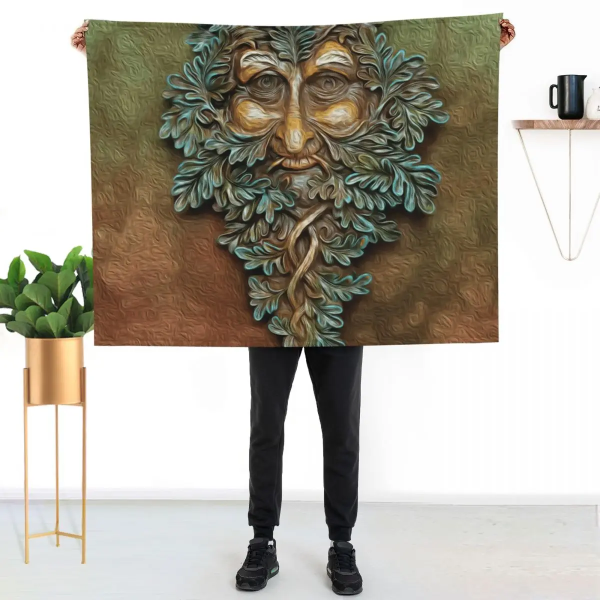 Green Man Sculpture Digital Art Throw Blanket manga Camping christmas decoration Heavy warm for winter Blankets