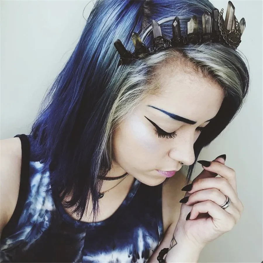 إكسسوارات شعر يدوية الصنع من الأحجار الطبيعية الرمادية، تاج كريستالي للزينة وفقًا للفنغ شوي، مجوهرات إبداعية عصرية #2