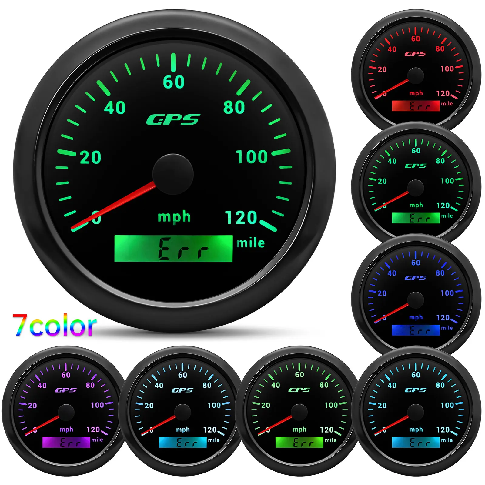 60 120 200 KMH MPH 85mm Marine GPS-Tachometer Bootsgeschwindigkeitsmesser mit GPS-Antenne Motorrad-Autoanzeige für Audi A3 A4 7-Farben-LED – Detail 21