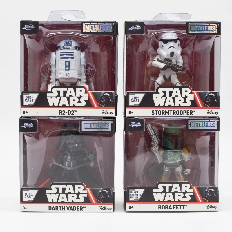 ジャダアニメスターウォーズダースベイダーストームトルーパーr2-d2ボバフェットアクションフィギュアダイキャストメタルフィグコレクションオーナメントギフト