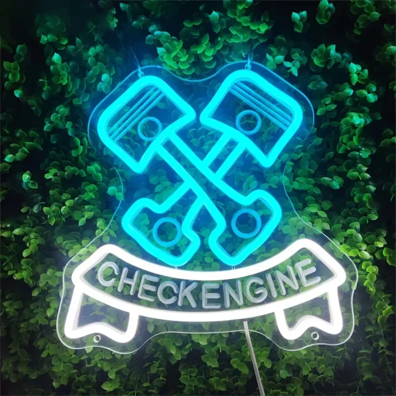 LED Check Engine Neon Signs For Wall Decor Neon Garage Signs Lights For Auto Room 4S Repair Shop Workshop Repair the sign Decor
