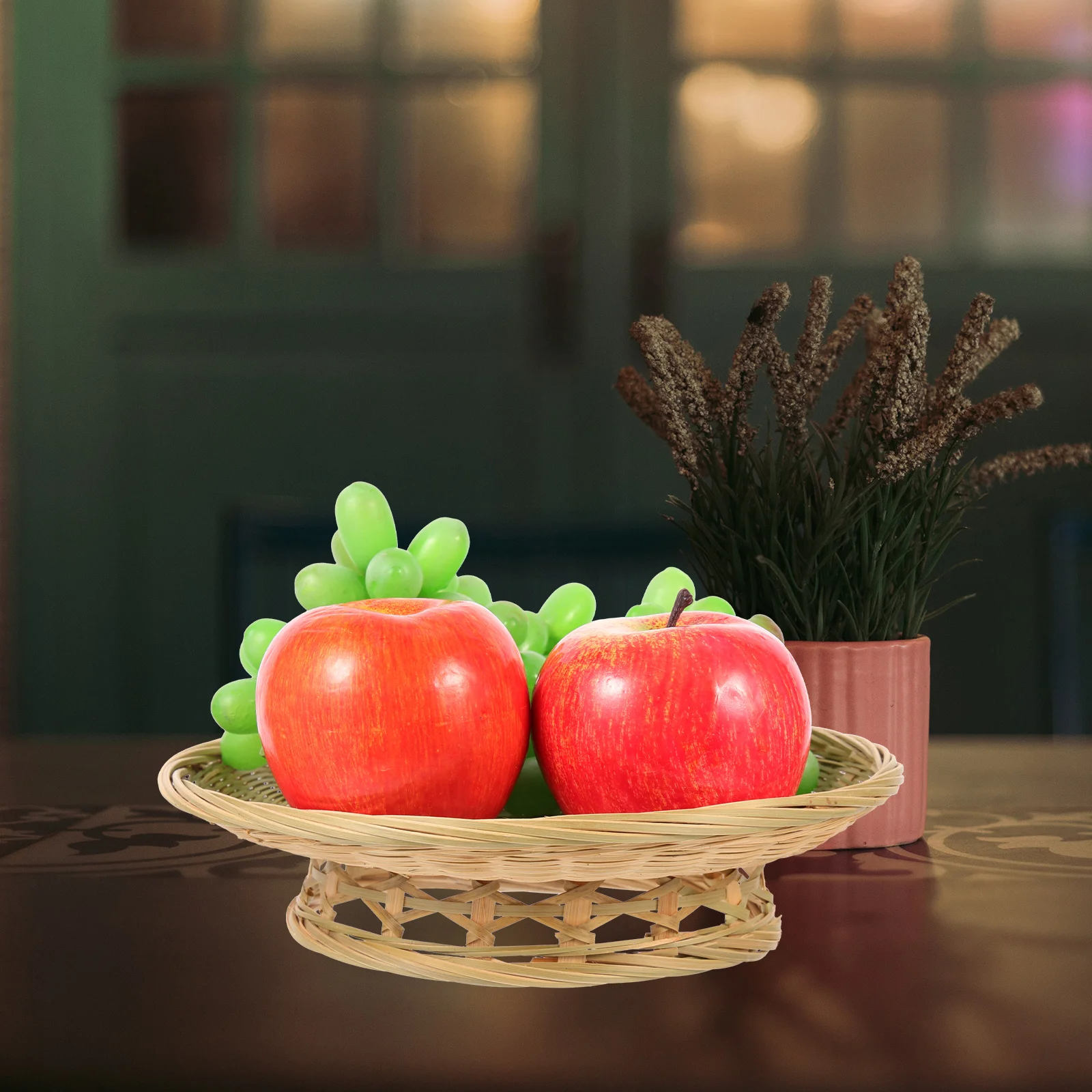 

Premium Bamboo Fruit Basket Handcrafted Dry Fruit Plate Snack Serving Tray Kitchen Organizer Decorative Bread and Chocolate Dish