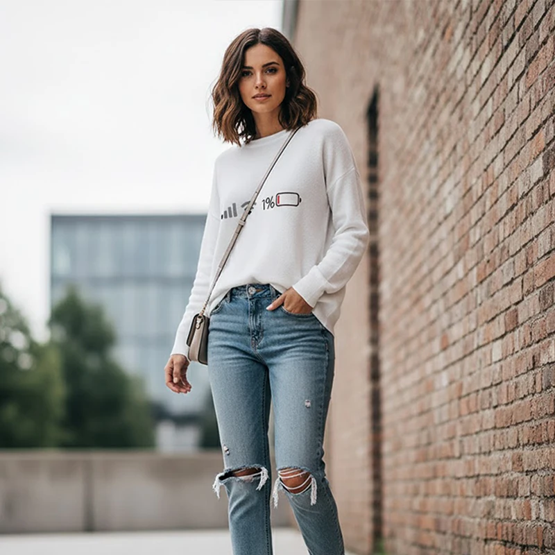 

Y2k вязаный свитер с буквенным принтом, женский повседневный короткий пуловер с круглым вырезом, 2025 г., женские повседневные уличные свитера, осень-зима